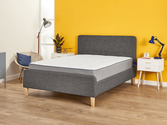 HEADBOARD BED WITH HYBRID MATTRESS